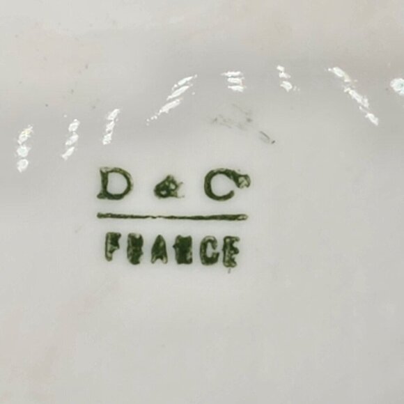 D&C France Vintage Hand Painted Pitcher and Glass Set of 7 Water Lily Green Trim - Picture 11 of 11